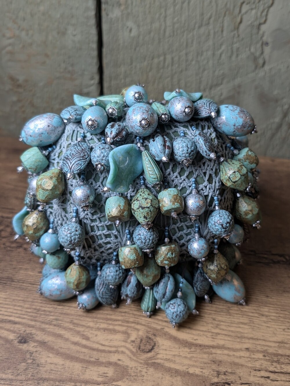 NWT Mary Frances 1872 Patina Turquoise Beaded Women’s Wristlet Bag - Picture 7 of 16